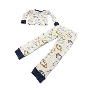 Carter's Cream and Blue Football Pajama Set